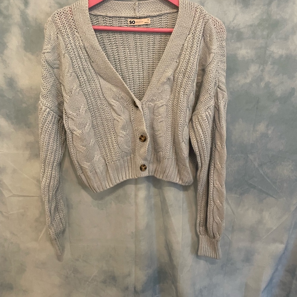 SO Goods for life pale baby blue cropped sweater